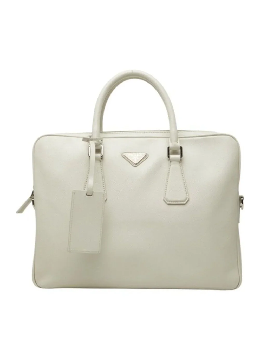 Prada Handbag Business Briefcase White Saffiano Leather